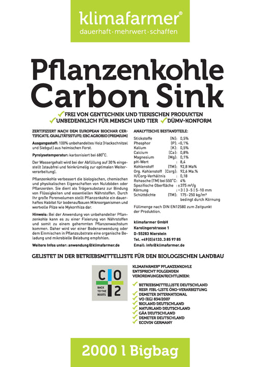 klimafarmer® Pflanzenkohle »Carbon-Sink« 1000 Liter Bigbag